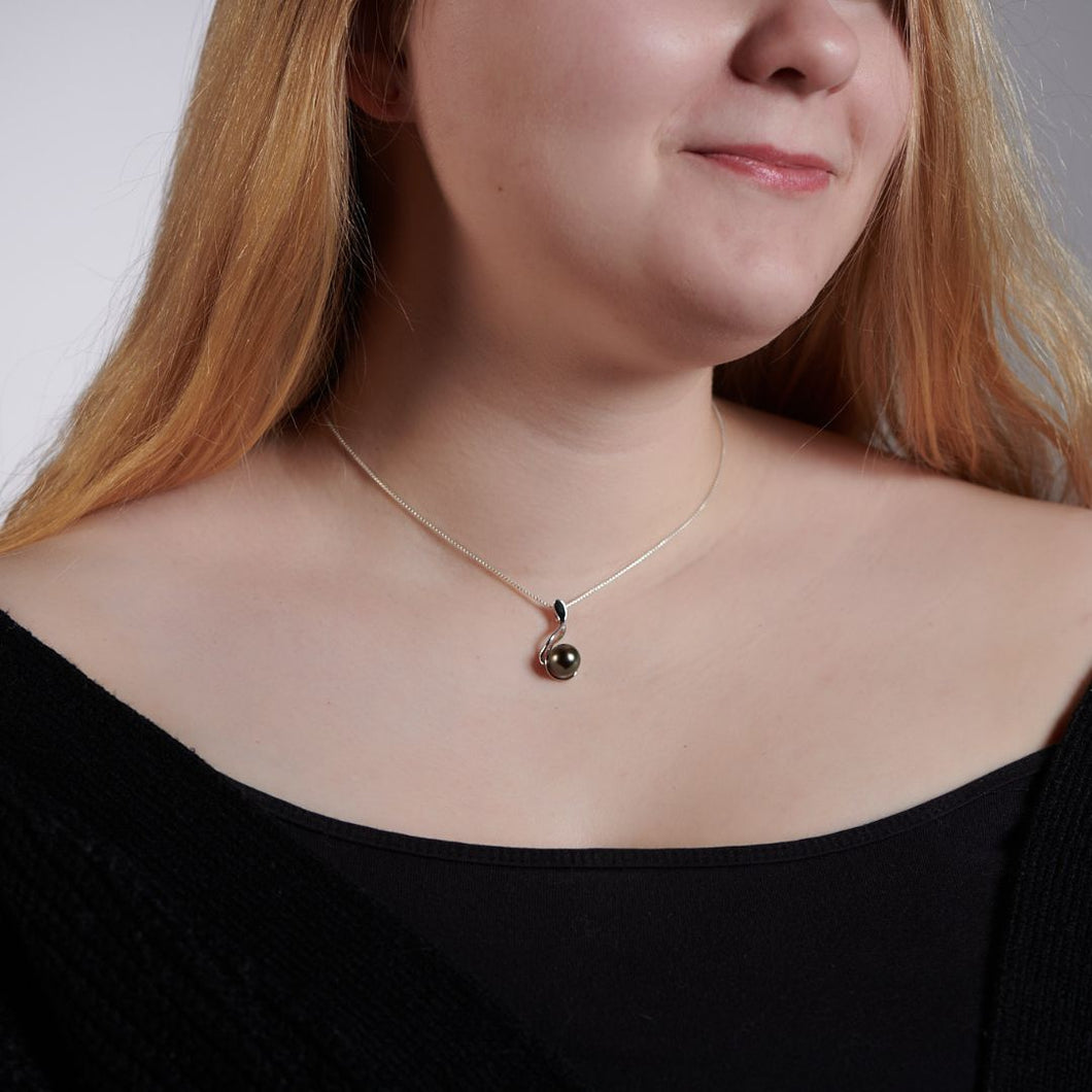 Tahitian Pearl Pendant with Adjustable Box Link Chain in Sterling Silver